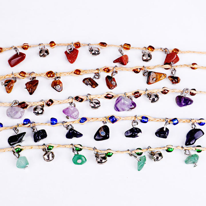 Pulsera tobillera con colgante de grava de cristal natural de Olivenorma