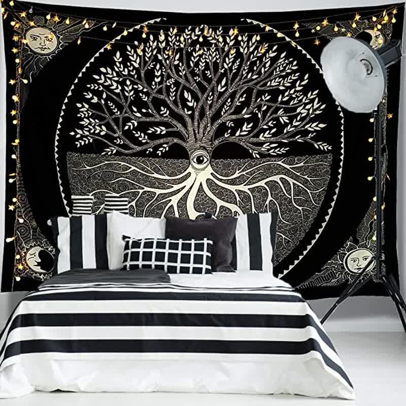 Tapiz colgante de pared con diseño del árbol de la vida y arte de meditación