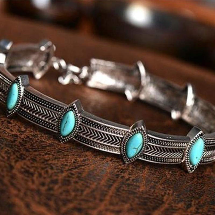 Gargantilla étnica estilo retro turquesa