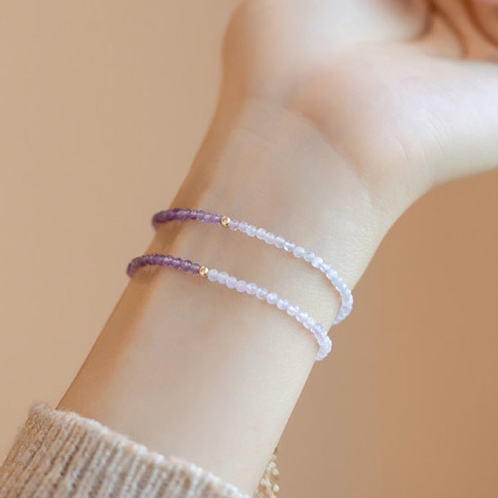 Pulsera de piedras preciosas curativas de glicina y amatista con cristales transparentes 