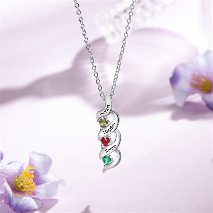 Collar personalizado con grabados y piedras de nacimiento del 1 al 6