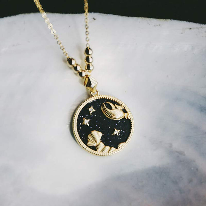 Collar con signo del zodiaco que escucha en piedra arenisca azul 