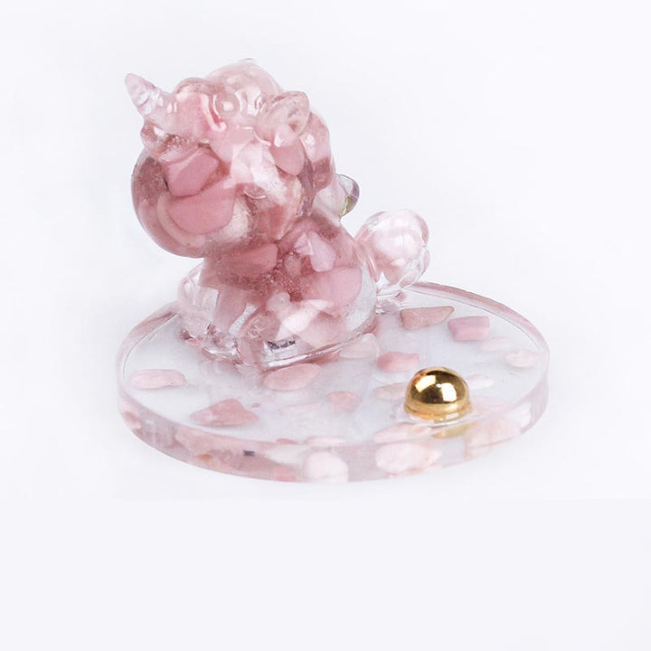 Soporte para teléfono con unicornio de cristal rosa