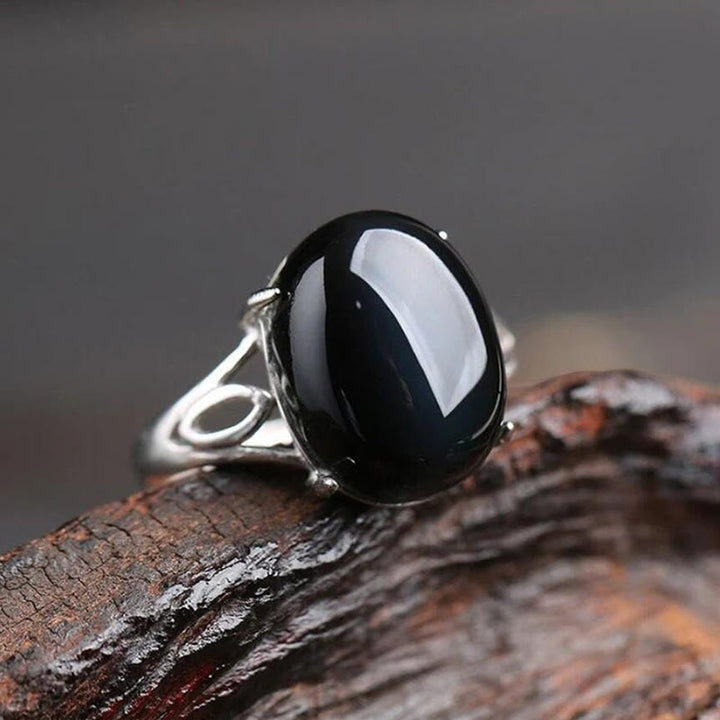 Anillo de obsidiana natural "Protección espiritual" de Olivenorma