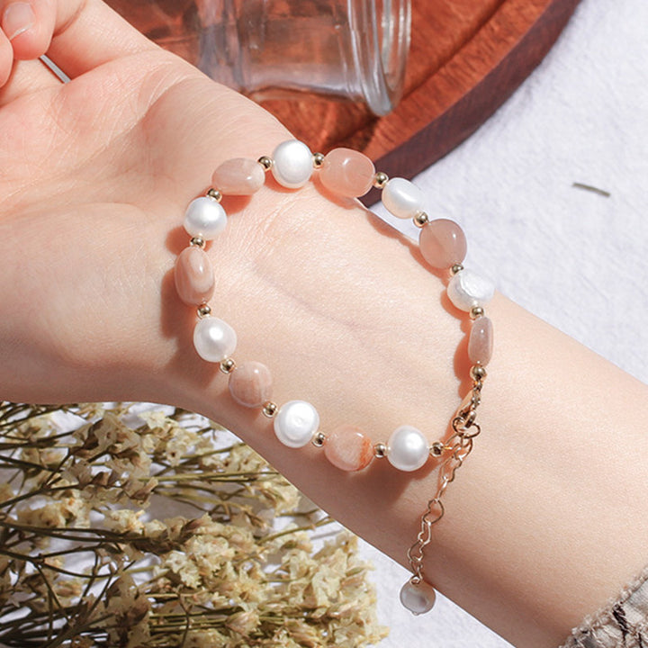 Pulsera de piedras preciosas de perla de cristal natural