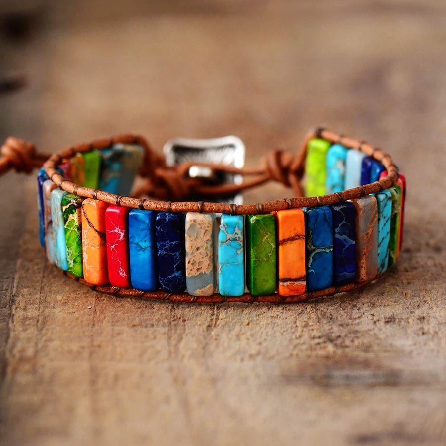 Pulsera energética de chakras con piedra del emperador Olivenorma 