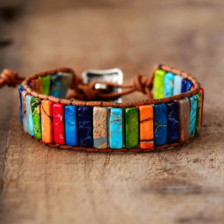 Pulsera energética de chakras con piedra del emperador Olivenorma 