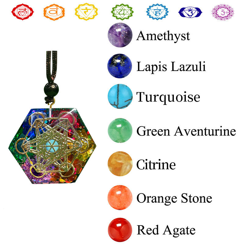 Collar de meditación con el símbolo del cubo de Metatrón del chakra Olivenorma