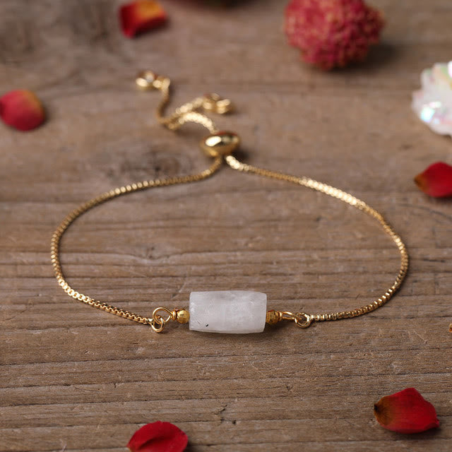Pulsera de cadena de metal con piedras prismáticas de cristal natural de Olivenorma
