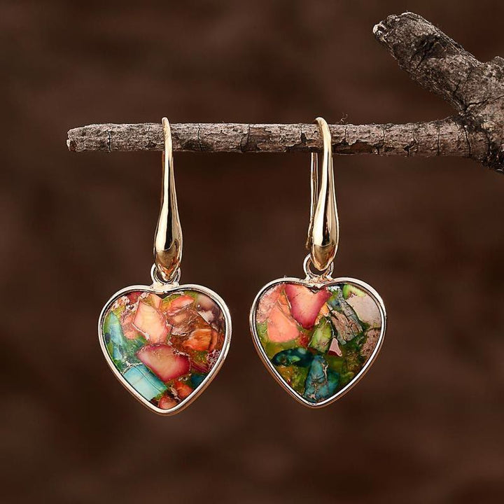 Pendientes colgantes en forma de corazón de turquesa ostra de Olivenorma