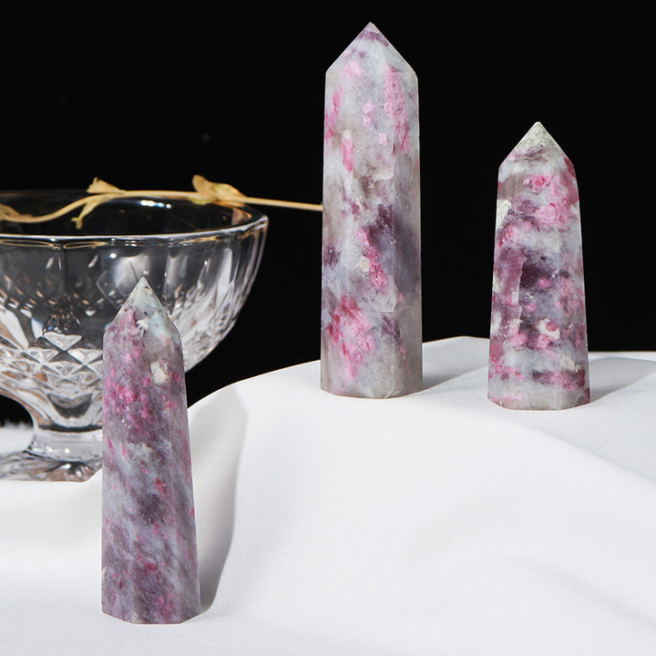 Varitas de cristal natural de lepidolita de Olivenorma