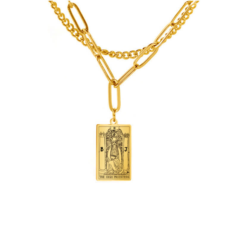 Collar de doble cadena con la carta del tarot de Olivenorma