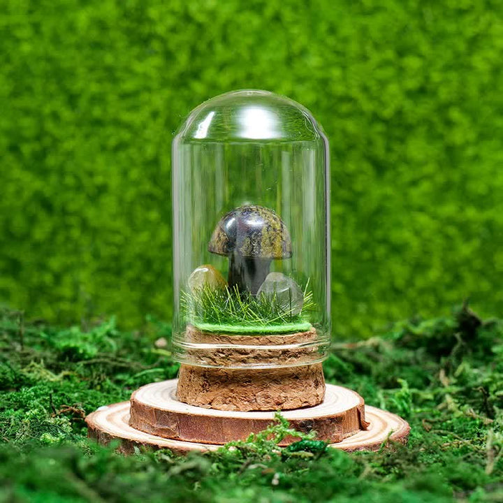 Cubierta de vidrio Olivenorma Decoración de hongo de cristal natural