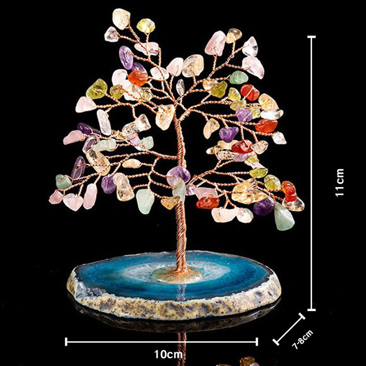 Árbol Feng Shui con múltiples piedras del destino espiritual de Olivenorma