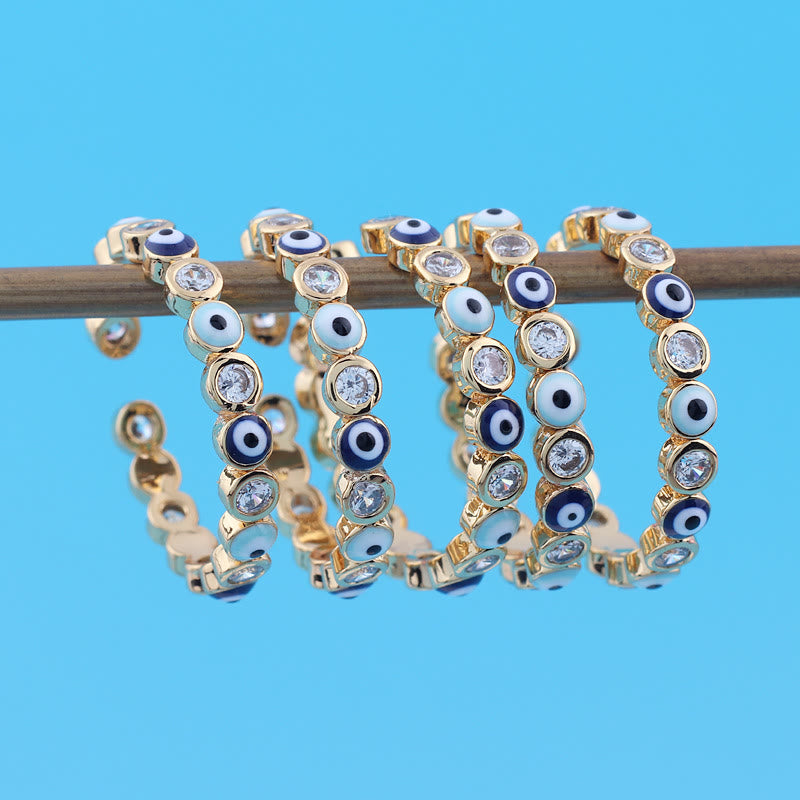 Anillo ajustable con circonita blanca y ojo malvado de colores de Olivenorma 