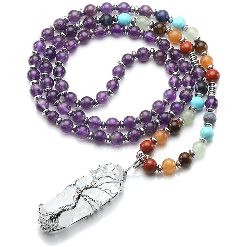 Mala de chakra de cristal natural. 