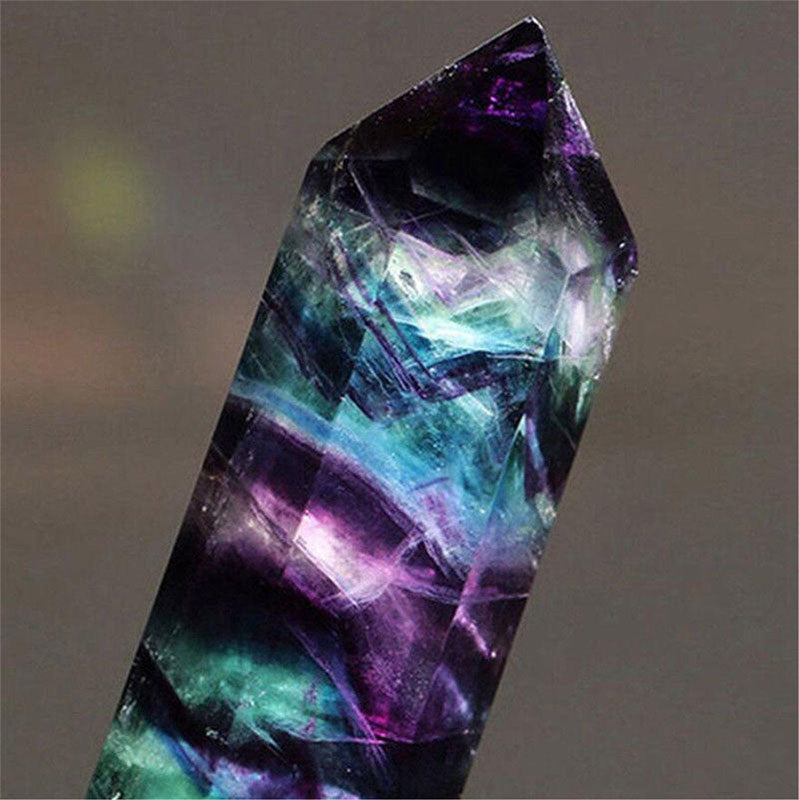 Varitas de cristal Reki de corteza natural de fluorita