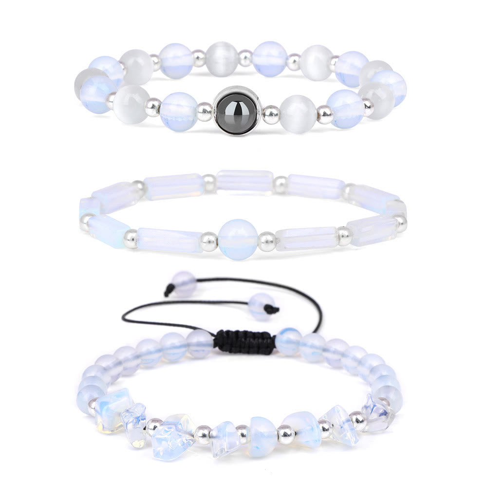 Juego de 3 pulseras de cristal natural "Healing Wishes" de Olivenorma 