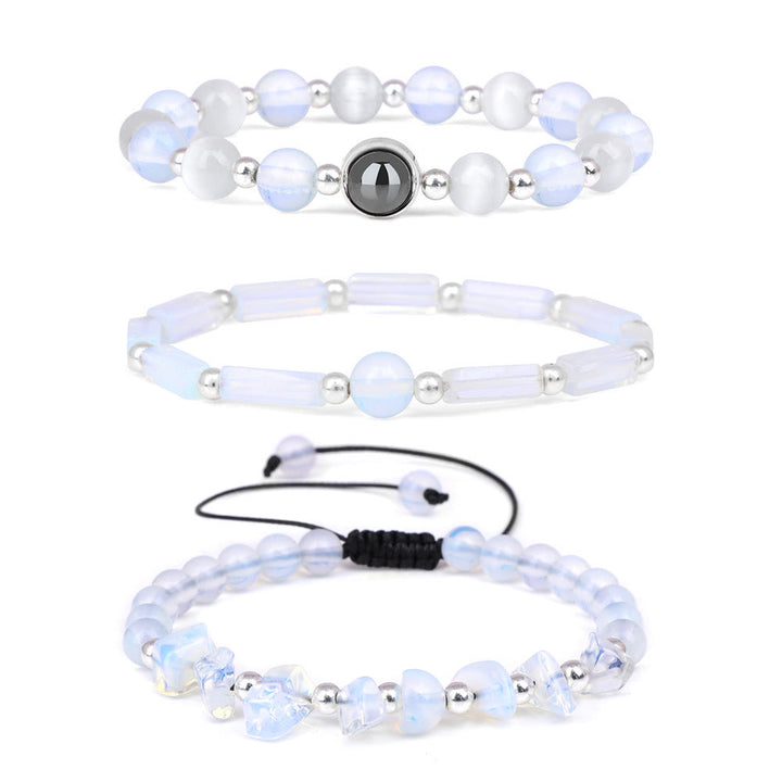 Juego de 3 pulseras de cristal natural "Healing Wishes" de Olivenorma 