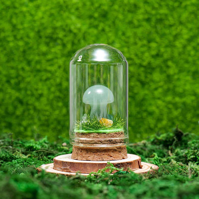 Cubierta de vidrio Olivenorma Decoración de hongo de cristal natural