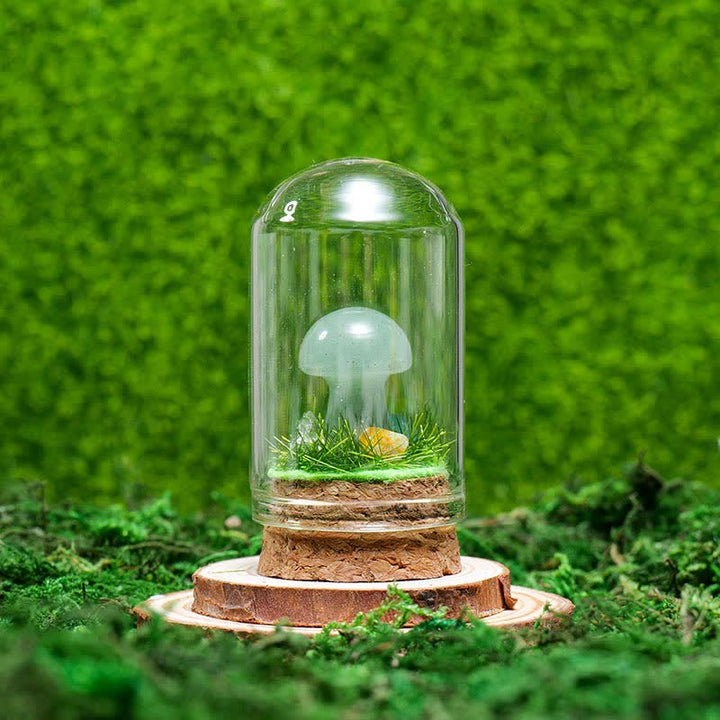 Cubierta de vidrio Olivenorma Decoración de hongo de cristal natural