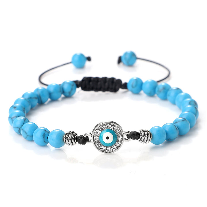 Pulsera de cuentas de circonita de piedra natural de 6 mm de Olivenorma 
