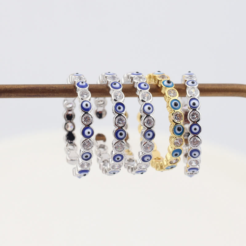 Anillo ajustable con circonita blanca y ojo malvado de colores de Olivenorma 