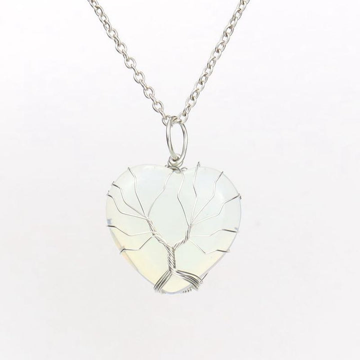 Collar de corazón de cristal natural Olivenorma