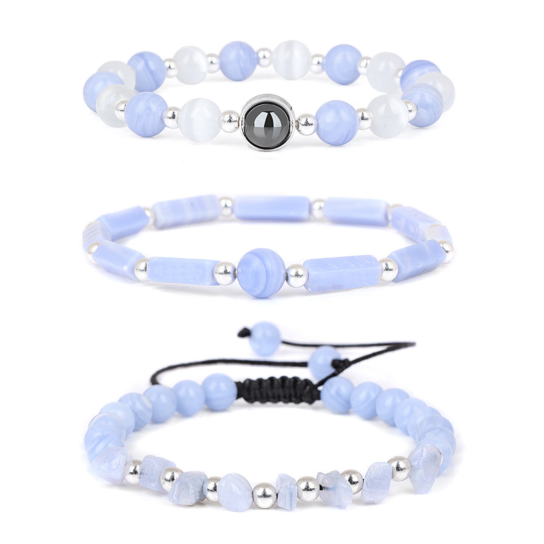 Juego de 3 pulseras de cristal natural "Healing Wishes" de Olivenorma 
