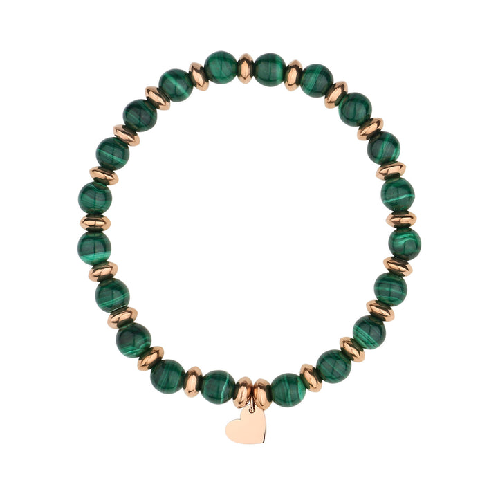 Pulsera con colgante de corazón de metal con cuentas de cristal natural de Olivenorma