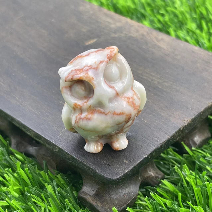 Adorno de búho de cristal natural de 3,5 cm de Olivenorma con piedras preciosas decorativas