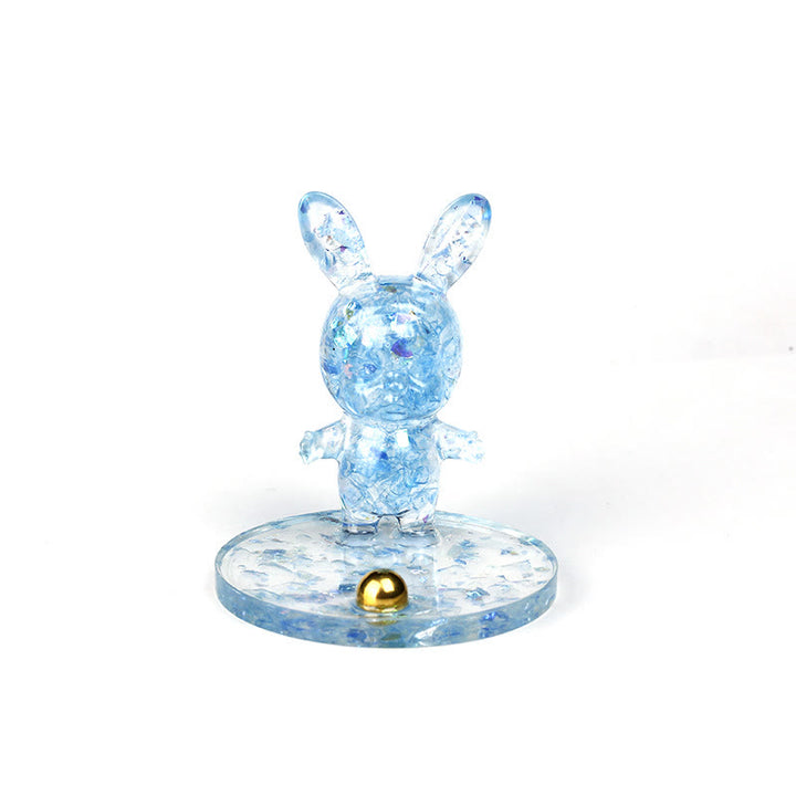 Soporte para teléfono móvil con forma de conejo de epoxi y grava de cristal natural de Olivenorma