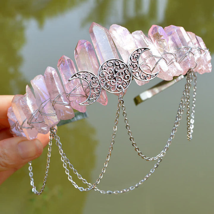 Corona de cristal natural de la diosa de la luna creciente Olivenorma