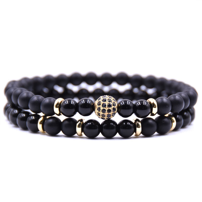 Pulsera de cuentas de cristal natural de dos capas para hombre de Olivenorma