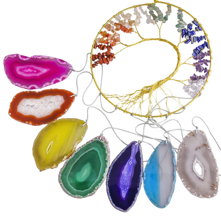 Atrapasueños de ágata de chakra de cristal transparente