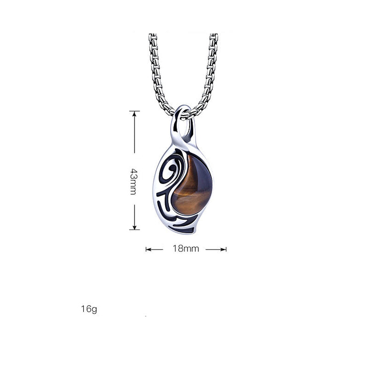 Collar de acero y titanio con ojo de tigre, protección, suerte y coraje de Olivenorma