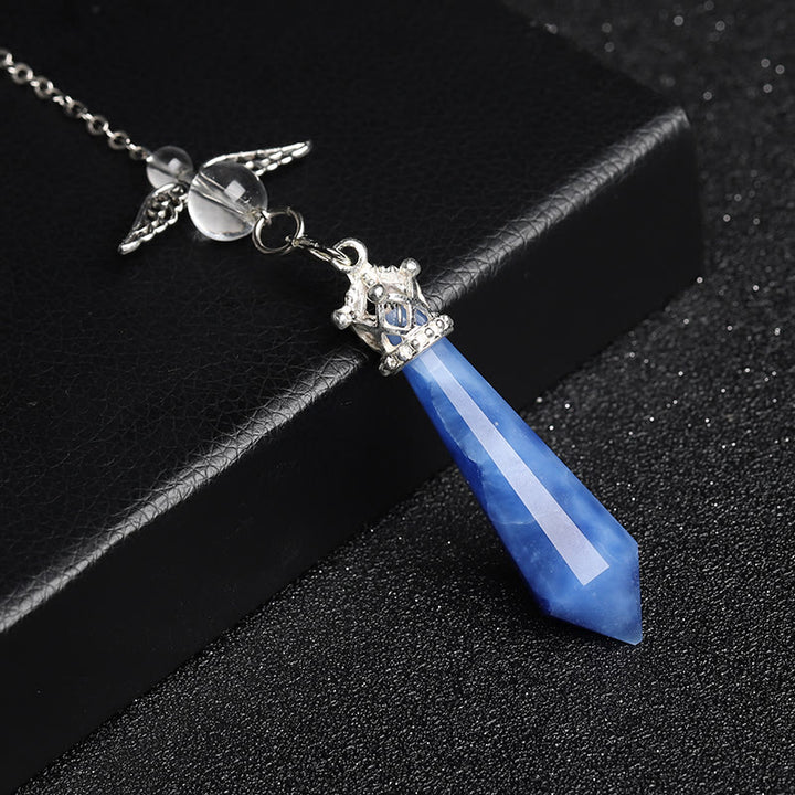 Péndulo de alas de ángel de cristal de labradorita de Olivenorma
