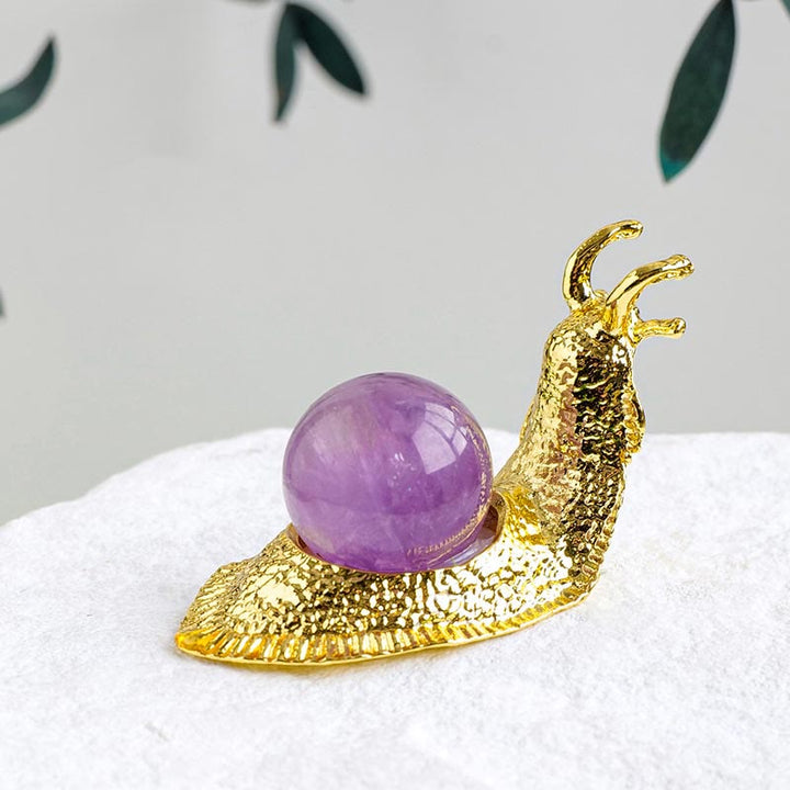 Soporte para bolas de cristal natural de Olivenorma, pequeño caracol decorativo con piedras preciosas