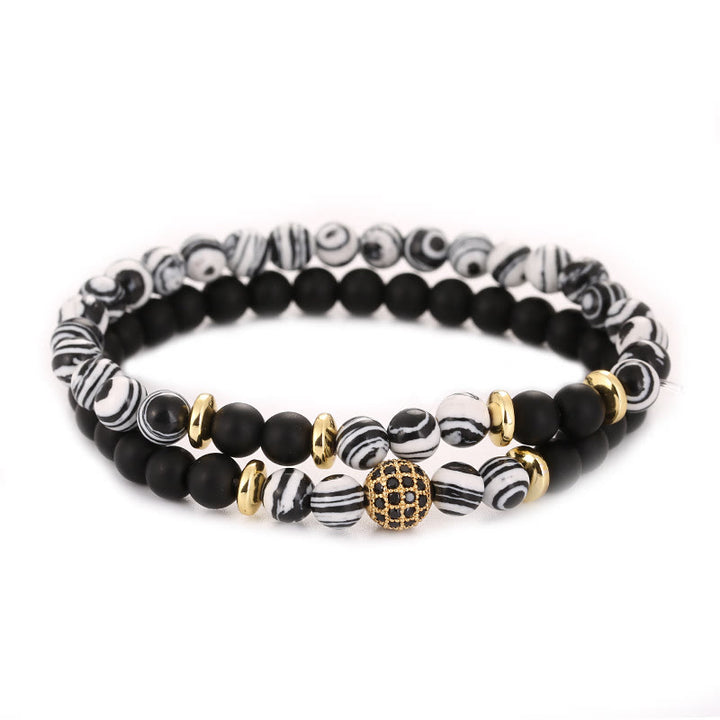 Pulsera de cuentas de cristal natural de dos capas para hombre de Olivenorma