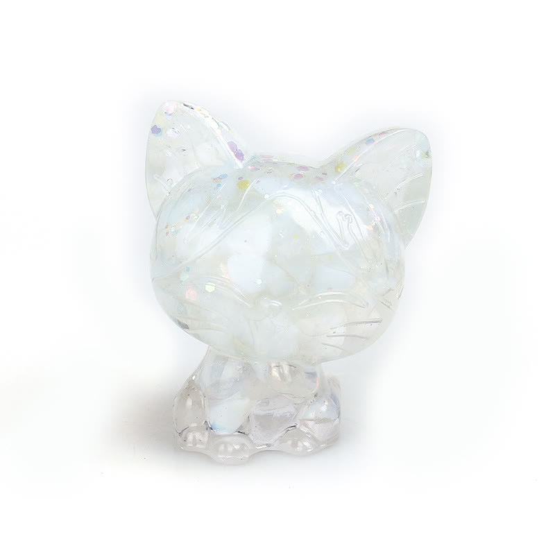 Adorno con piedras preciosas de gato de cristal natural de Olivenorma