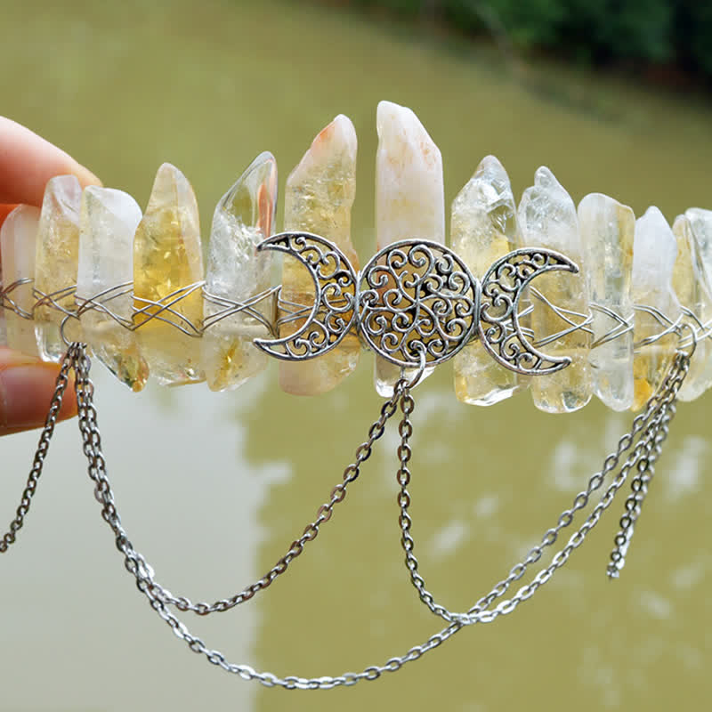 Corona de cristal natural de la diosa de la luna creciente Olivenorma