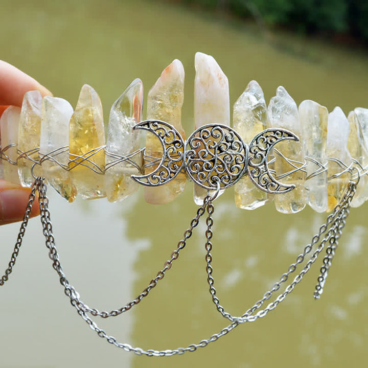 Corona de cristal natural de la diosa de la luna creciente Olivenorma