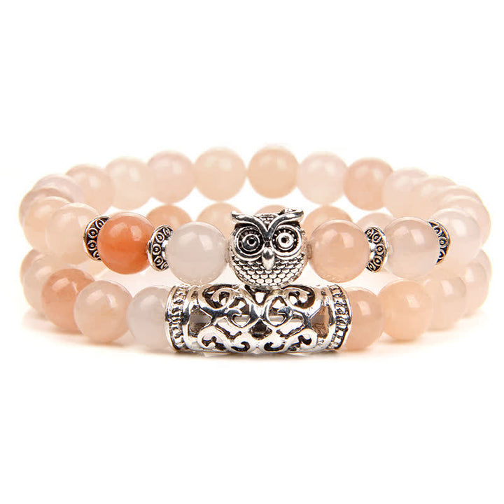 Pulsera de cuentas de cristal natural con forma de búho de Olivenorma 