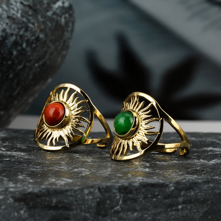 Anillo de jade verde celestial “Sun Arise” de Olivenorma