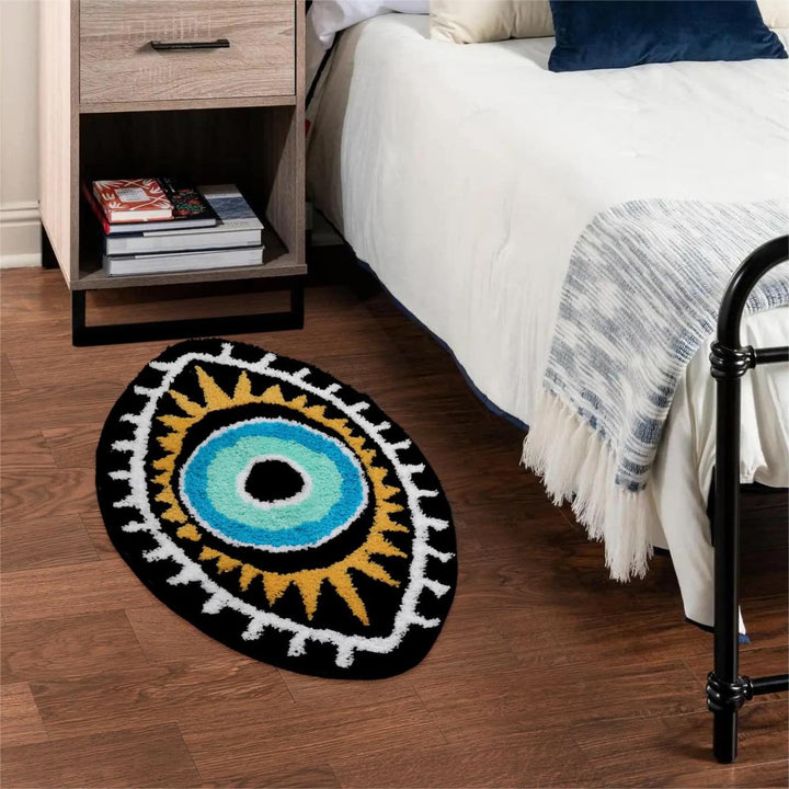 Alfombra antideslizante lavable para baño con diseño de ojo malvado negro de Olivenorma 