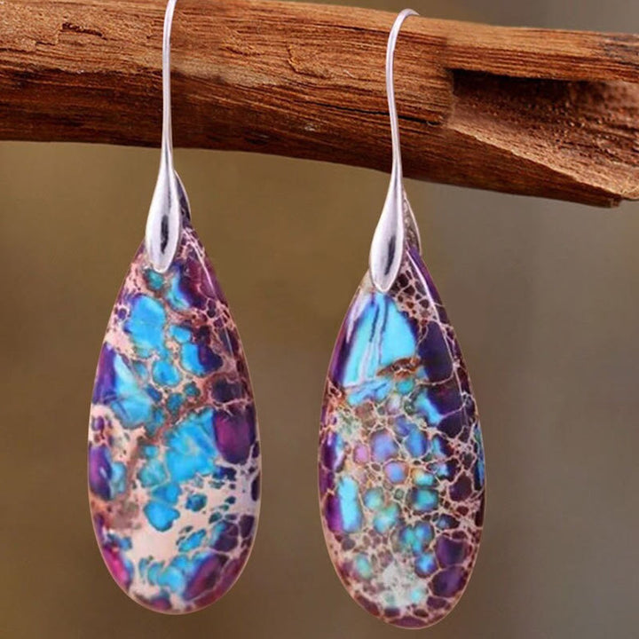 Pendientes de piedra emperador con forma de gota de Olivenorma