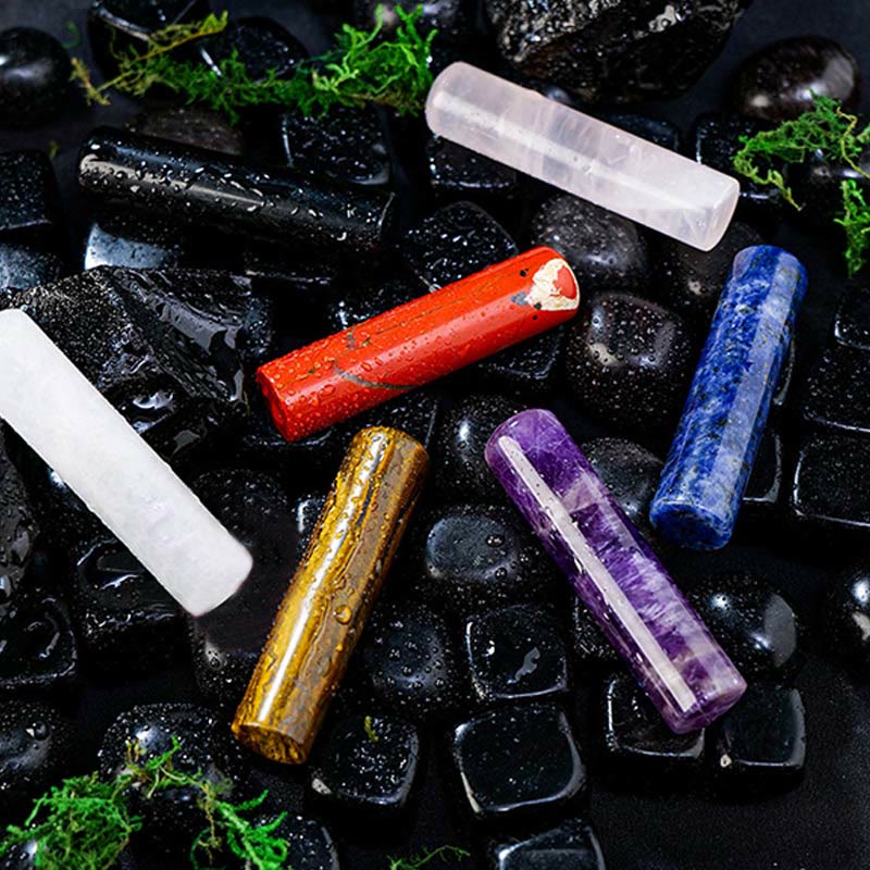 Adorno cilíndrico de cristal de chakra natural de Olivenorma, decoración con piedras preciosas