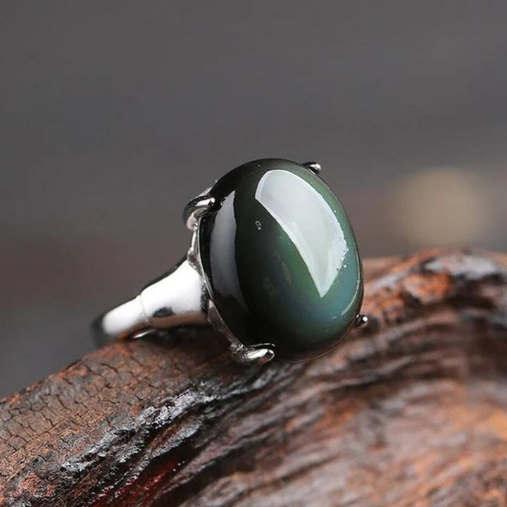 Anillo de obsidiana natural "Protección espiritual" de Olivenorma