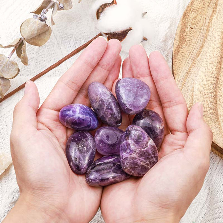 Juego de piedras naturales pulidas de amatista de Olivenorma