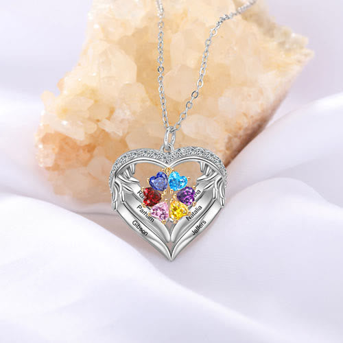 Collar de circonita cúbica con nombre grabado y piedra de nacimiento personalizada de Olivenorma